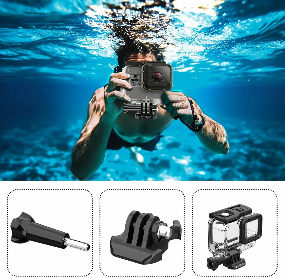 Mbështjellës i papërshkueshëm nga uji Tech-Protect GA200 për GoPro Hero 5/6/7, Transparent