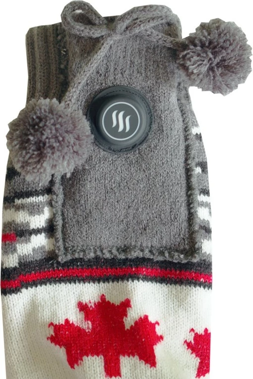 Pantofla të brendshme me ngrohje me çorape Glovii GQ4M, nr. 36-40 (M), 2x 2500mAh, 3 nivele (34/39/44°C), motiv norvegjez, set me 2 bateri + kabllo USB, bardhë/kuqe/gri