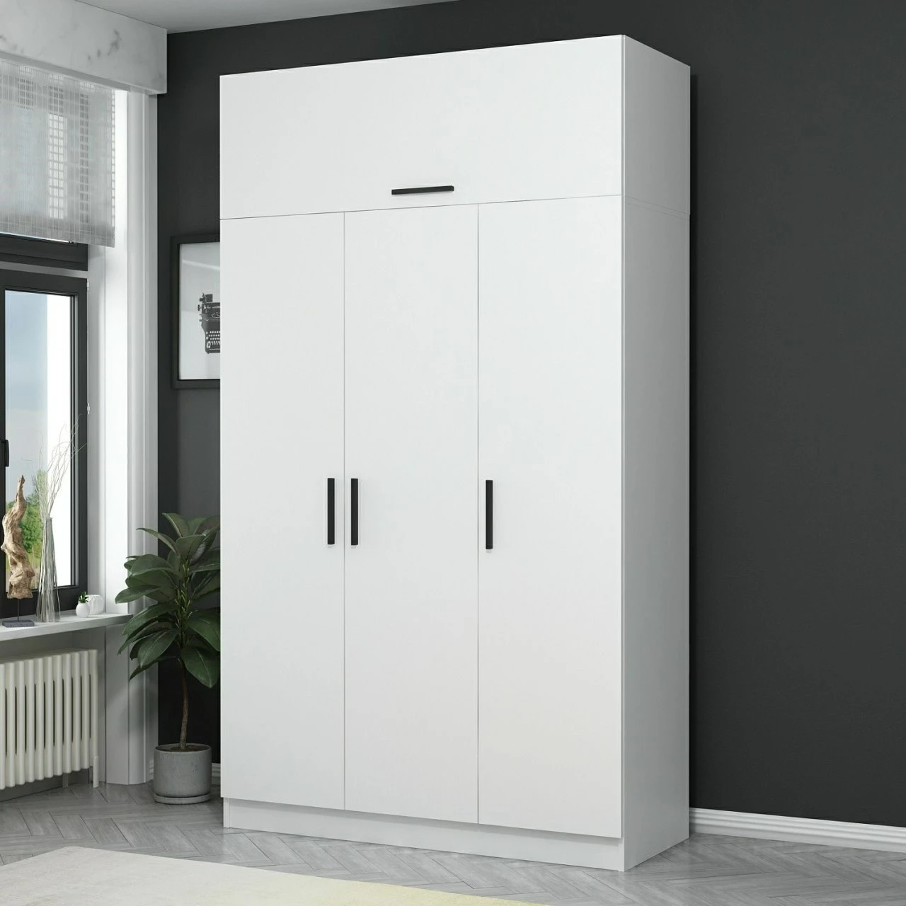 Dollap për dhomë gjumi, ngjyrë e bardhë, Skye Decor, Kale 255