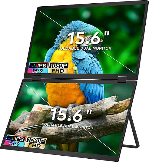 Monitor portativ Extralink Smart Life T01, 2x 15.6", IPS, FHD 1080p, 16:9, i palosshëm, i zi