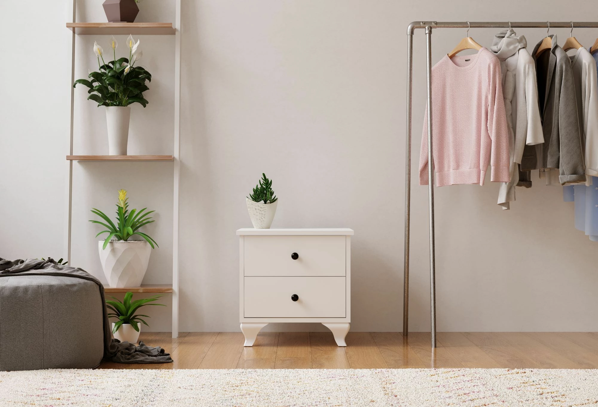 Komodinë nate, Skye Decor, Rb-070, ngjyrë e bardhë mat