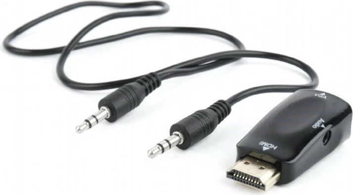 Adapter HDMI në VGA me audio Gembird A-HDMI-VGA-02, i zi