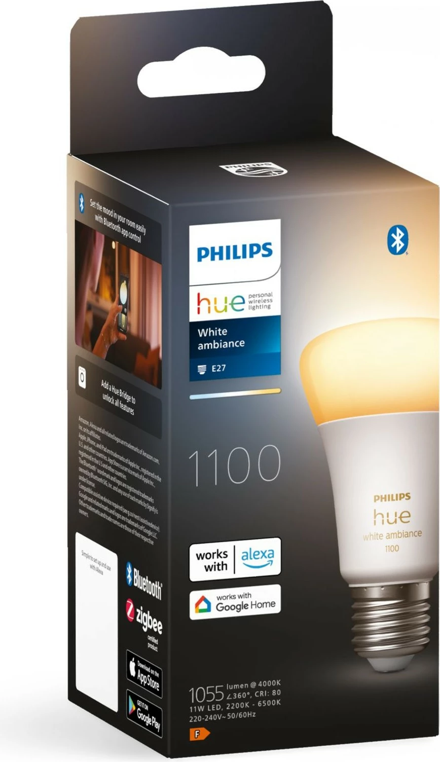 Llambë smart Philips Hue White ambience A60, Bluetooth/Zigbee, E27, LED, Bardhë