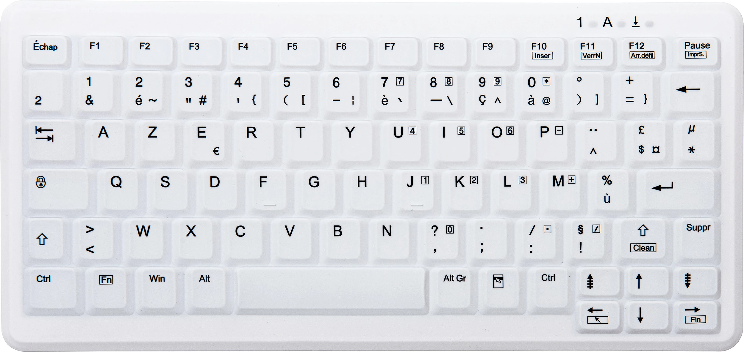 Tastierë Active Key AK-C4110, mini wireless RF 2.4 GHz, AZERTY (FR), IP68, 82 taste, e bardhë
