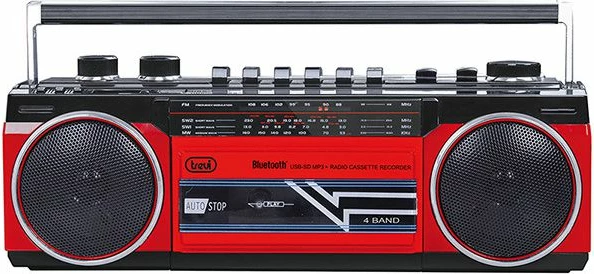 Radio kasetofon Trevi RR501 me Bluetooth, USB/SD, FM/MW/SW, i kuq