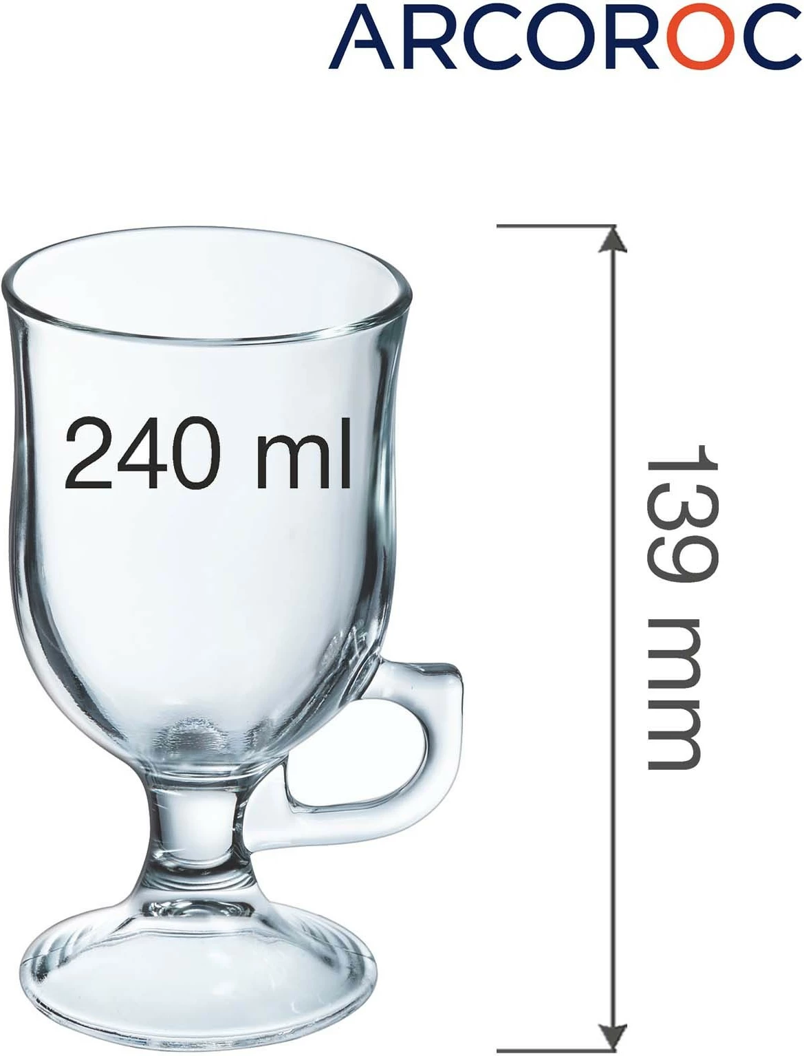 Gotë Irish Coffee Arcoroc Irish Coffee Collection 240ml transparente, set 6 copë