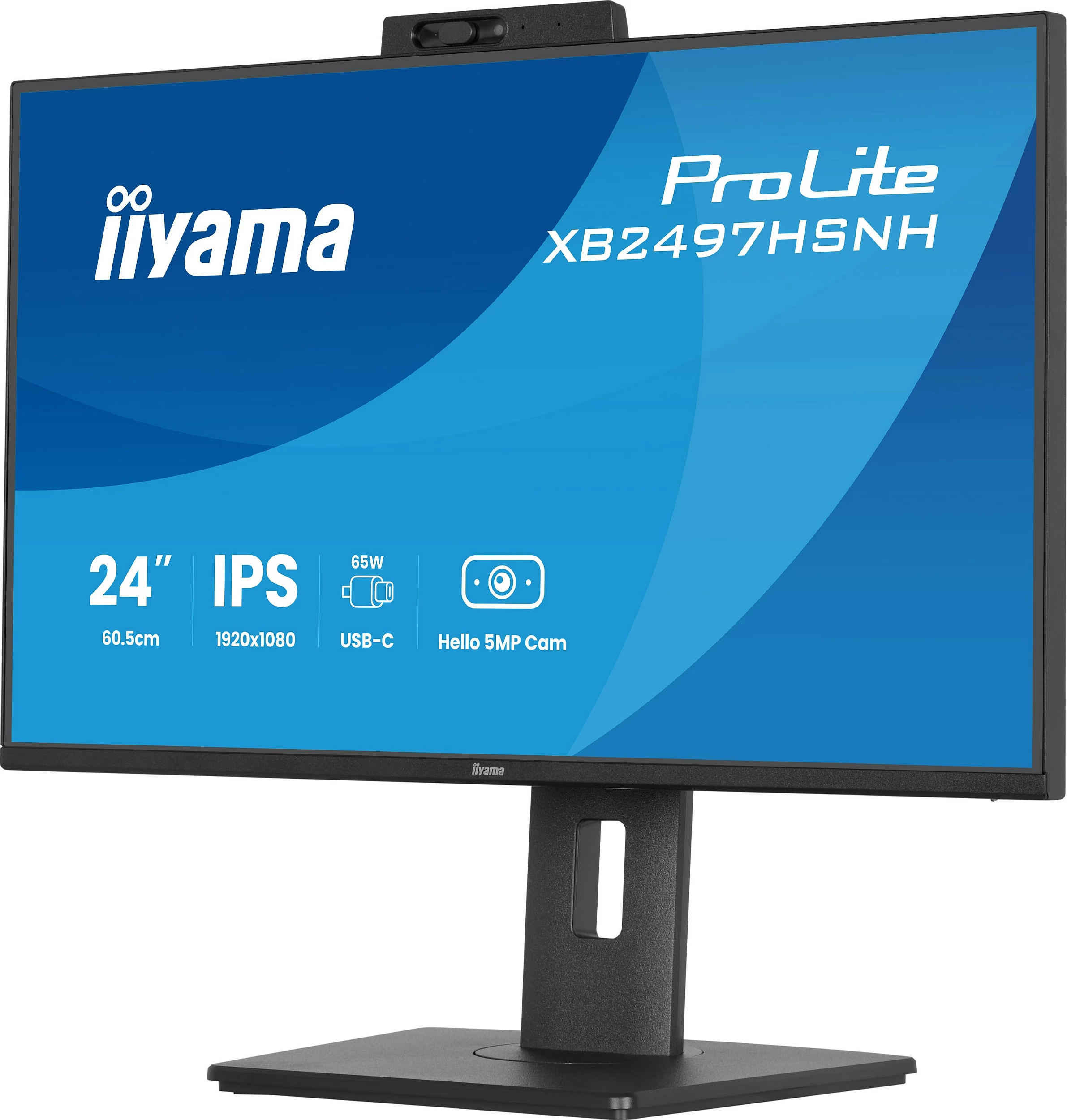 Monitor iiyama ProLite XB2497HSNH-B1, 23.8" FHD IPS, 100Hz, USB-C 65W, kamerë 5MP, i zi