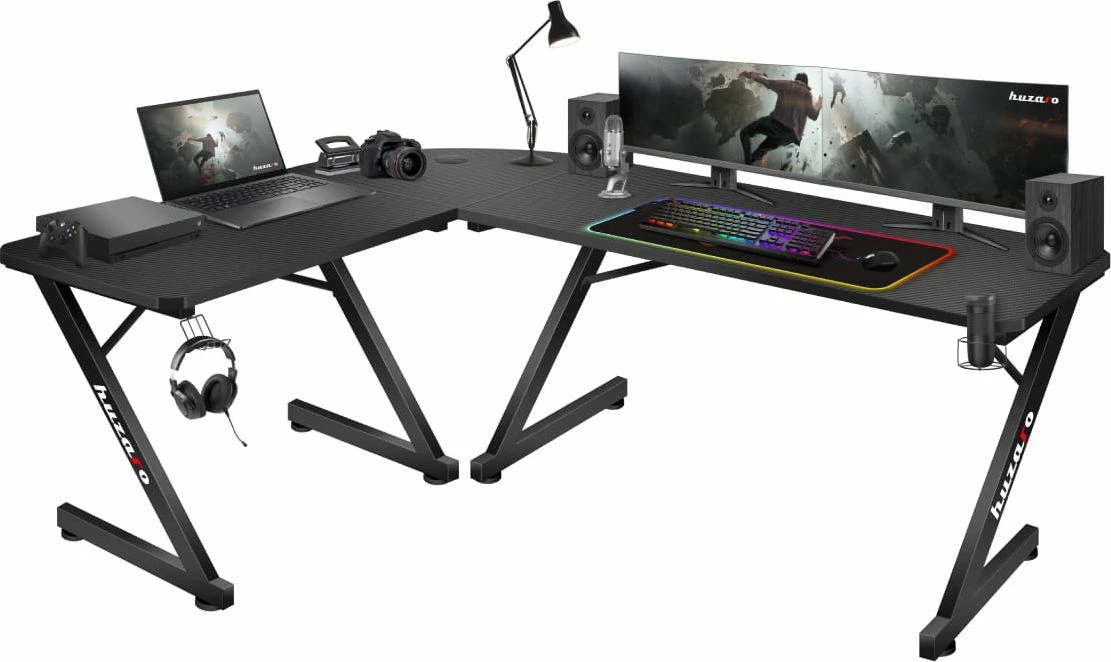 Tavolinë gaming këndore Huzaro Hero 7.0 154 x 117 cm, e zezë
