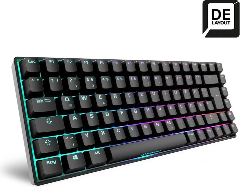 Tastierë mekanike SHARKOON SKILLER SGK50 S3, Gateron Yellow, 75%, RGB, QWERTZ, e zezë