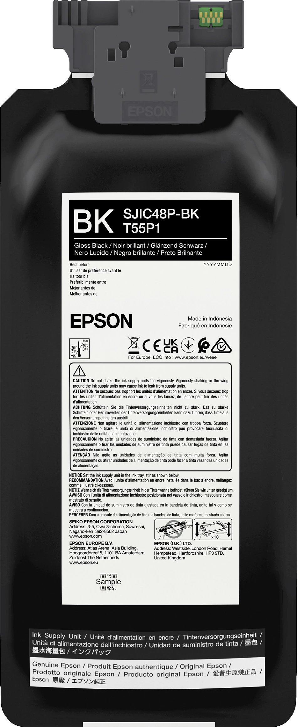 Kartushë boje Epson SJIC48P-BK T55P1, 480ml, e zezë (gloss), për ColorWorks C8000