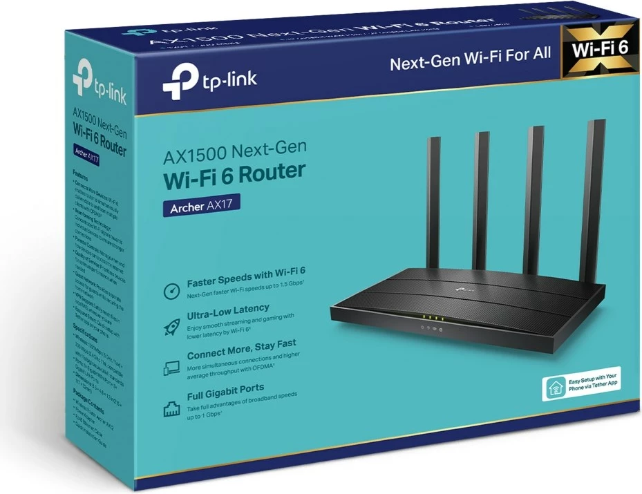 Router TP-Link Archer AX17, e zezë