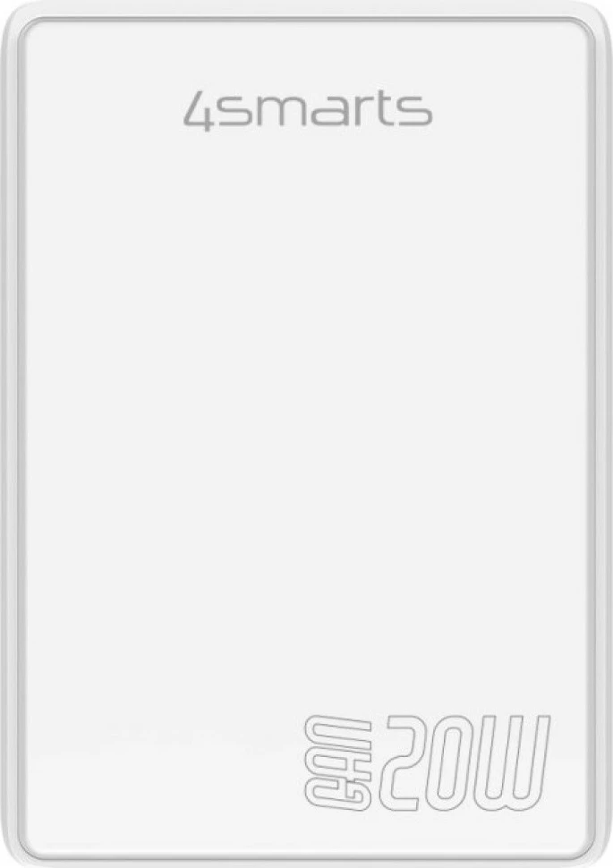 karikues muri 4smarts FlatPlug Duo 4SM000008 20W GaN, USB-C + USB-A, Power Delivery, prizë e sheshtë, e bardhë
