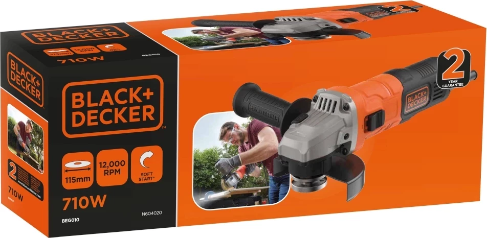 Fleks Black&Decker BEG010 710W 115mm 12000rpm, portokalli/zi