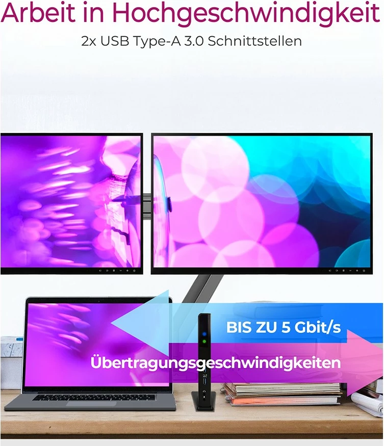 Docking station ICY BOX IB-DK2251AC, RaidSonic, USB 3.2 Gen 2, 3.5 mm, 10,100,1000 Mbit/s, e zezë