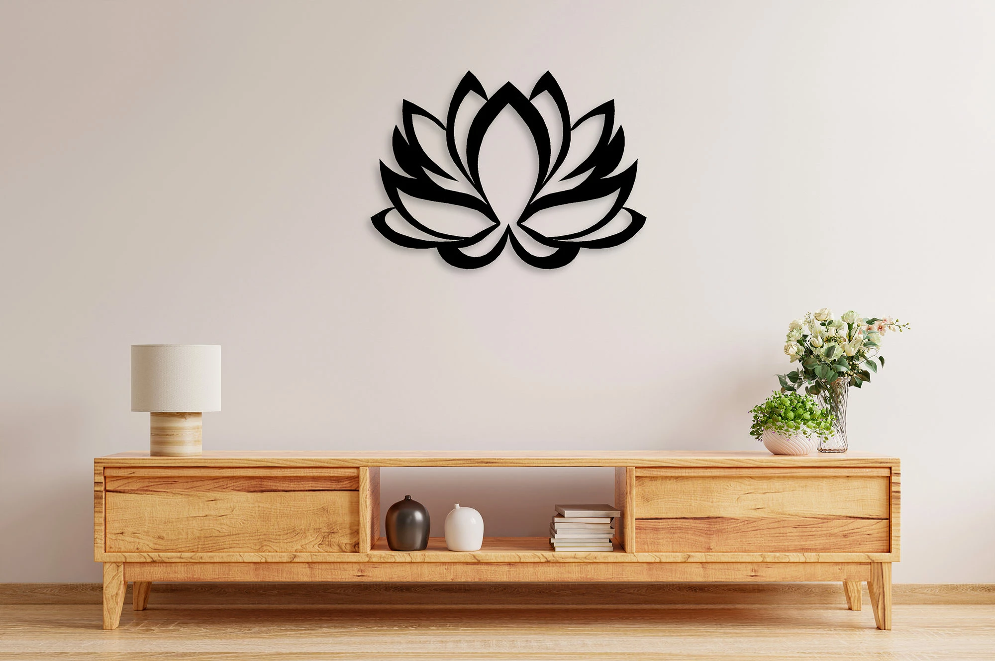 Aksesor dekorativ metalik për mur, lule lotus, Wallity