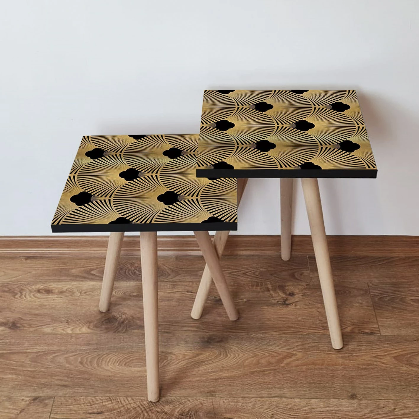 Set tavolina të mbivendosura, dy copë, ngjyrë ari dhe e zezë, Skye Decor, 2Shp266