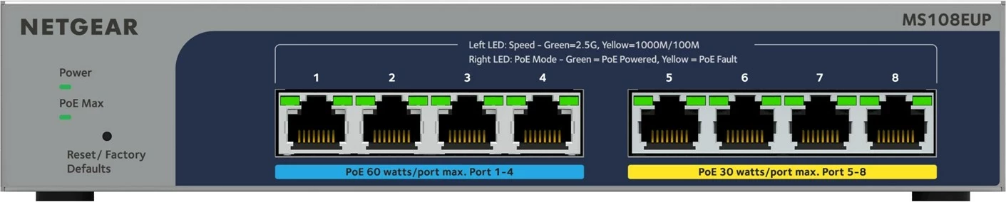 Switch NETGEAR MS108EUP, 8 porte 2.5G, PoE++, Managed, Gri
