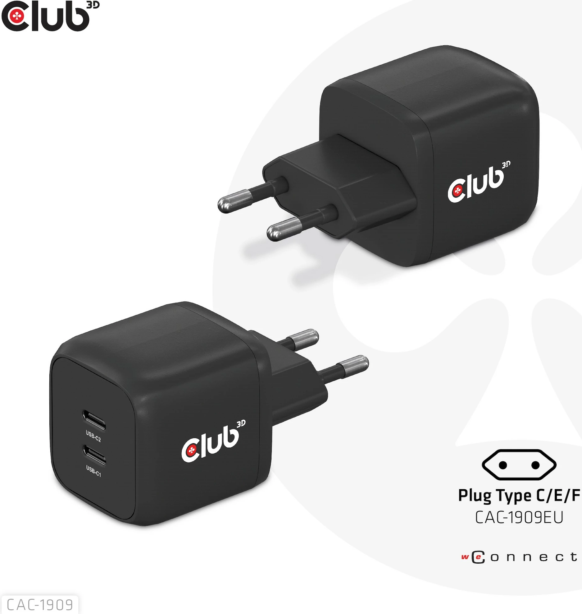 Karikues Club3D 2xUSB Type-C PD 45W, GaN, i zi