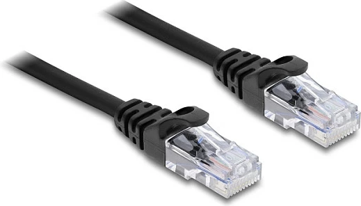Kabllo spirale DeLOCK RJ-50 mashkull në mashkull, Cat5e, 3 m, e zezë