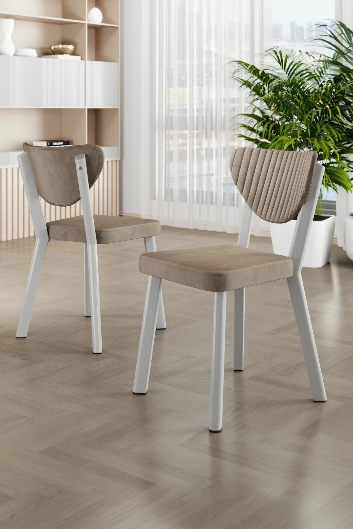 Set karrigesh (4 copë) Hanah Home, Arfe, kapuçino, e bardhë
