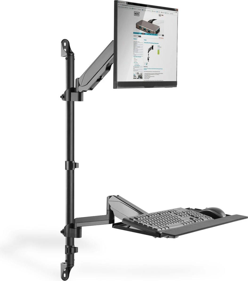 Mbajtës fleksibil muri Digitus, për monitor 17-32", rregullim lartësie, ngjyrë e zezë