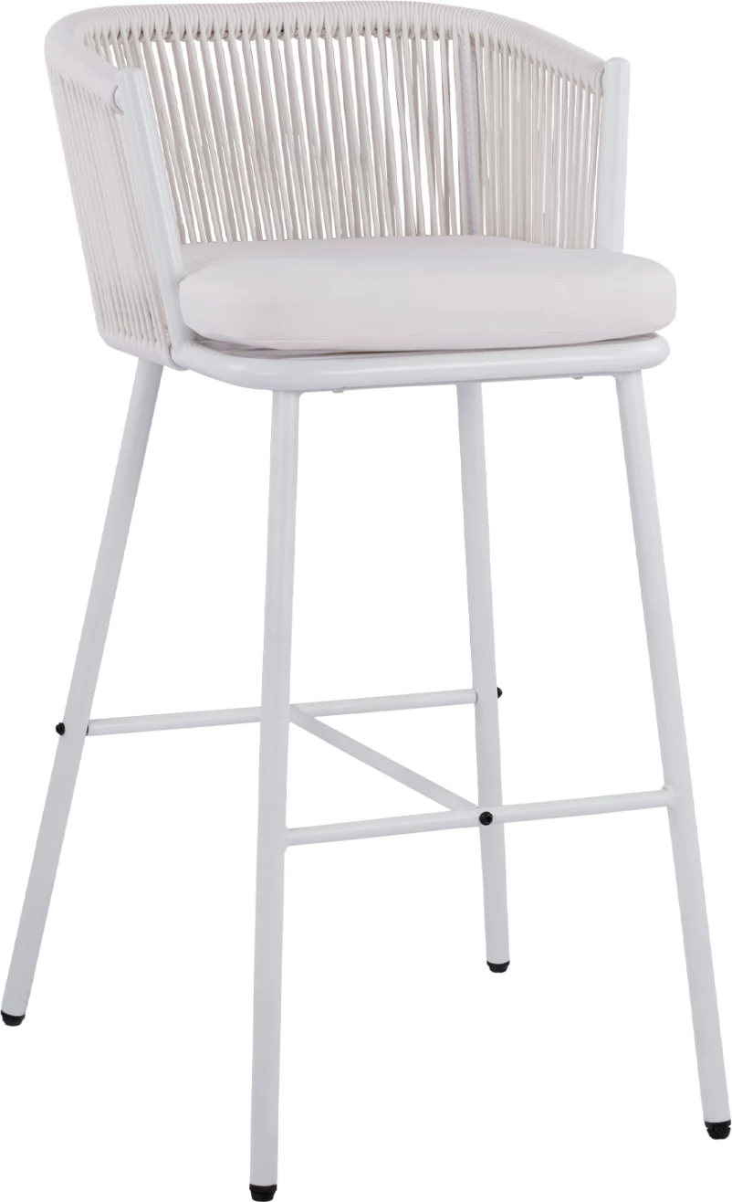 Karrige për bar me kornizë metalike dhe litar, e bardhë, FH5714.03, 46x54x101 cm