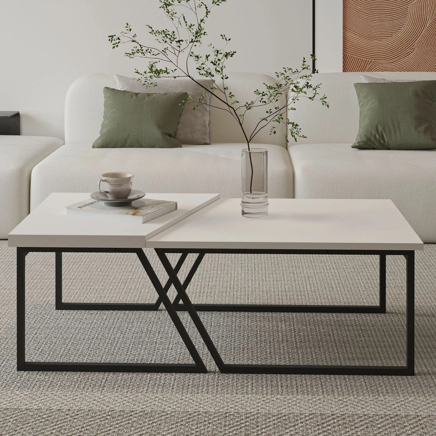 Set tavolinash kafeje Skye Decor, Verona P0024623, e bardhë