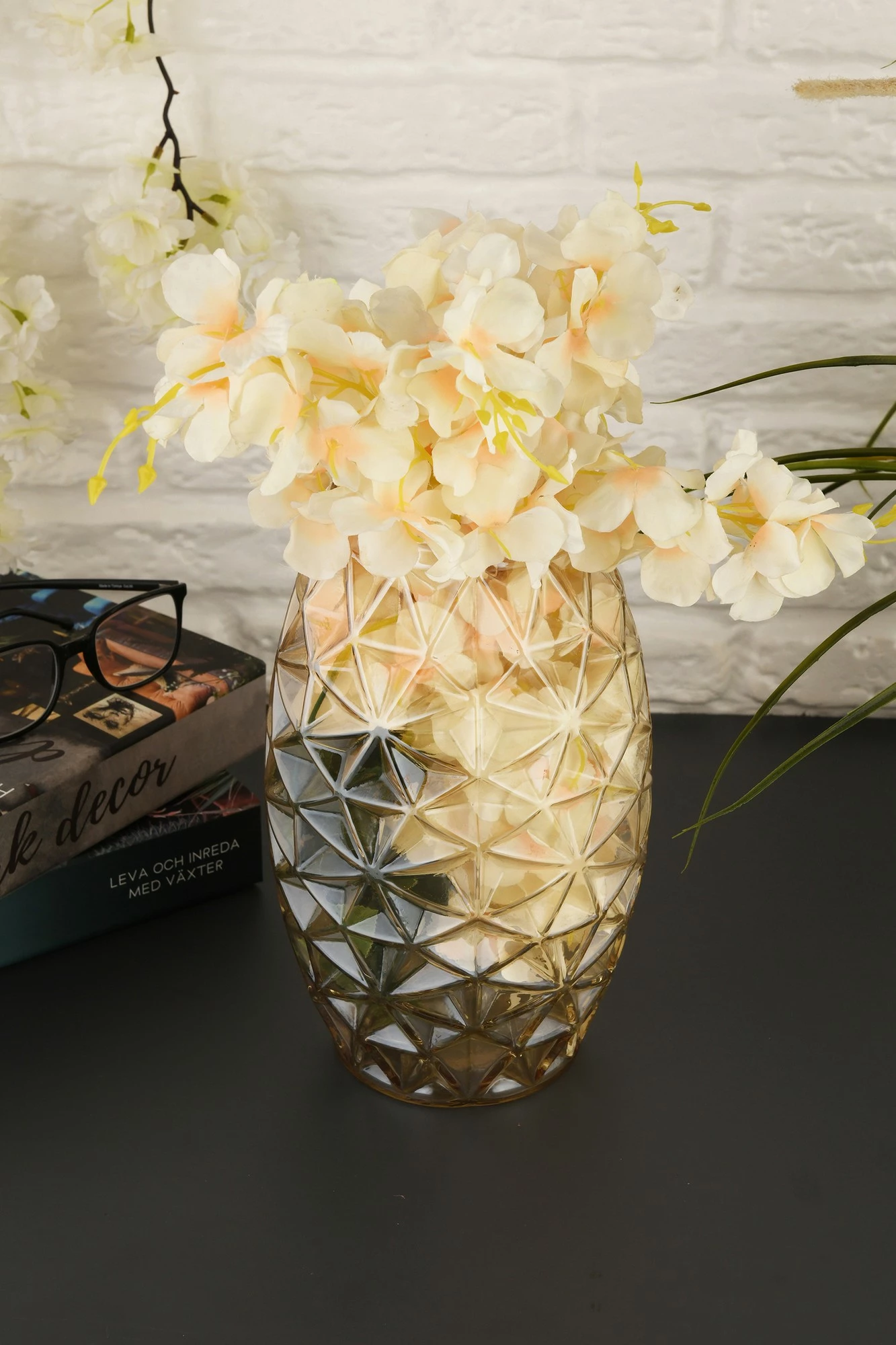 Vazo dekorative, xham i artë, Aberto Design, Sedef D26B