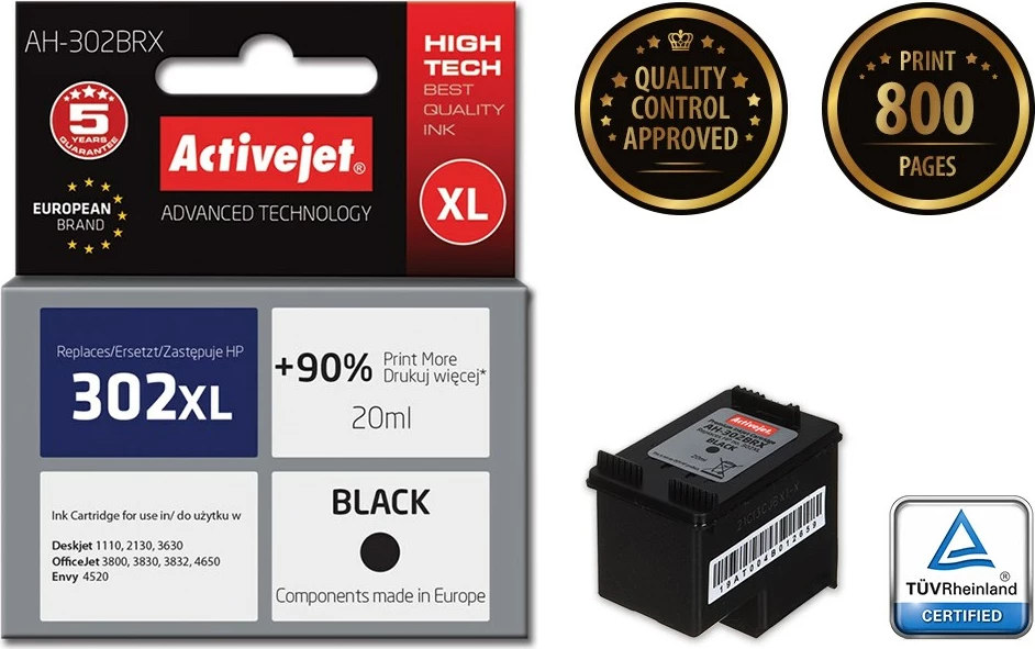 Ngjyrë zëvendësuese Activejet AH-302BRX për printer HP, 20 ml, e zezë