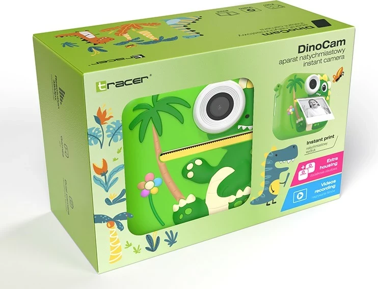 Aparat fotografik Tracer DinoCam, 48MP, printim i menjëhershëm, 13 aksesorë, bardhë