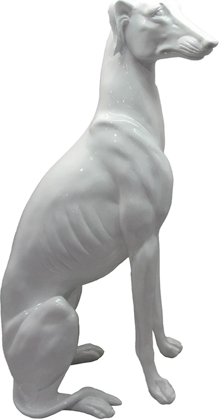 Qen dekorativ Ibizan, ngjyrë e bardhë me shkëlqim, 39.5x22.5x10.5cm