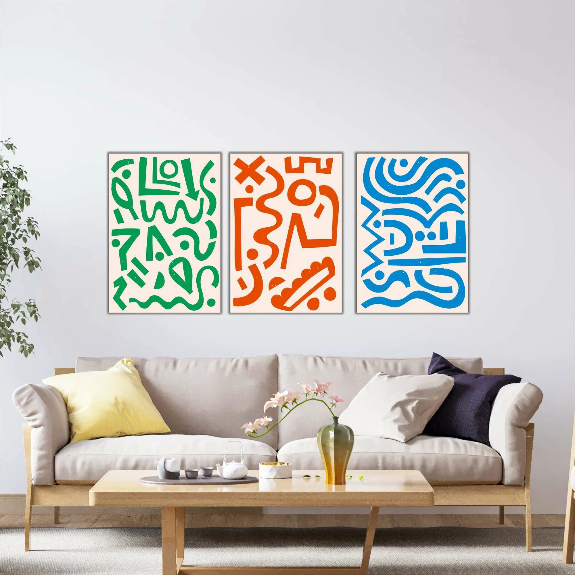 Set pikturash dekorative MDF, shumëngjyrëshe, Wallity, 3 copë, Mdf - 00102