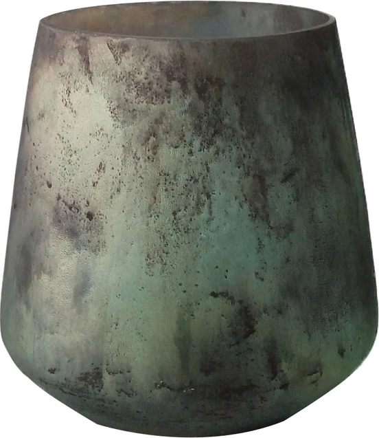 Mbajtës qirinjsh EMEL, xham, ngjyrë ulliri, 15x15x16cm