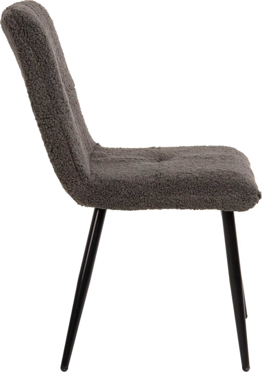 Karrige SHELLY FH8590.01, pëlhurë TEDDY, ngjyrë gri, këmbë metalike të zeza, 48x64x87H cm., set prej 2 copë