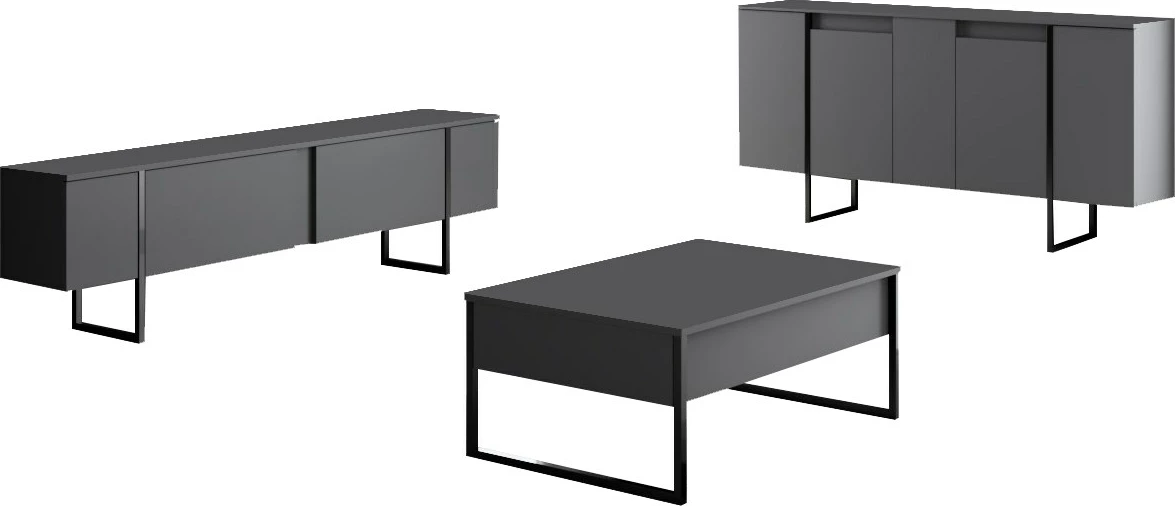 Set mobiljesh për dhomë dite, Luxe, antracit, e zezë