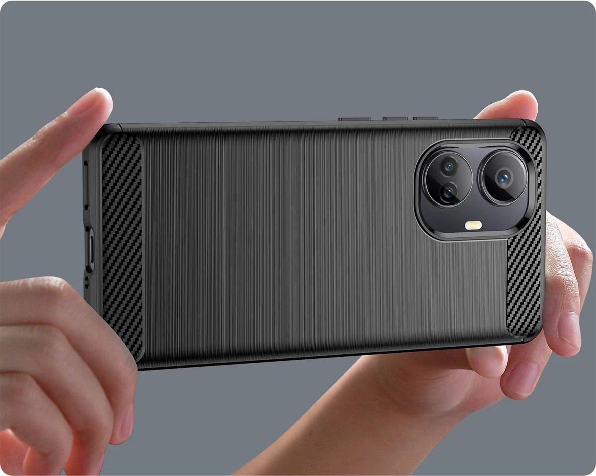 Mbështjellës Hurtel Carbon Case për Realme 10 Pro+, TPU, i zi