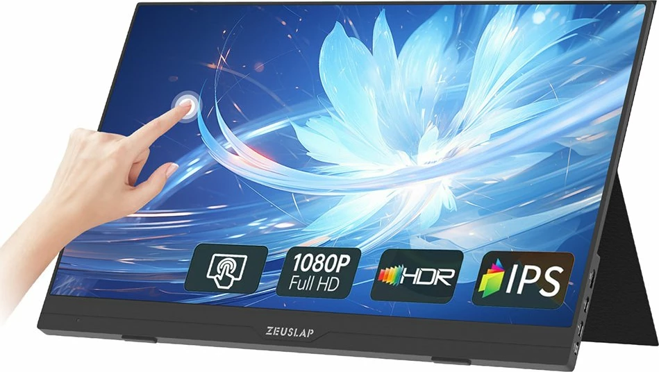 Monitor portativ me prekje Zeuslap AT156 15.6\" Full HD IPS 60Hz HDR, i zi
