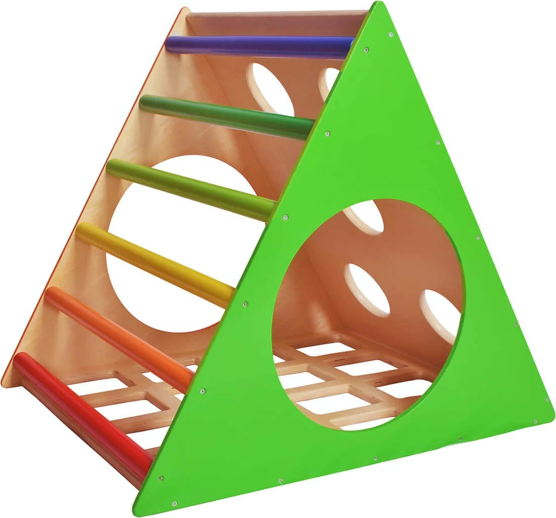 Lodër druri për fëmijë, shumëngjyrëshe, Prisma dhe shkallë, Skye Decor