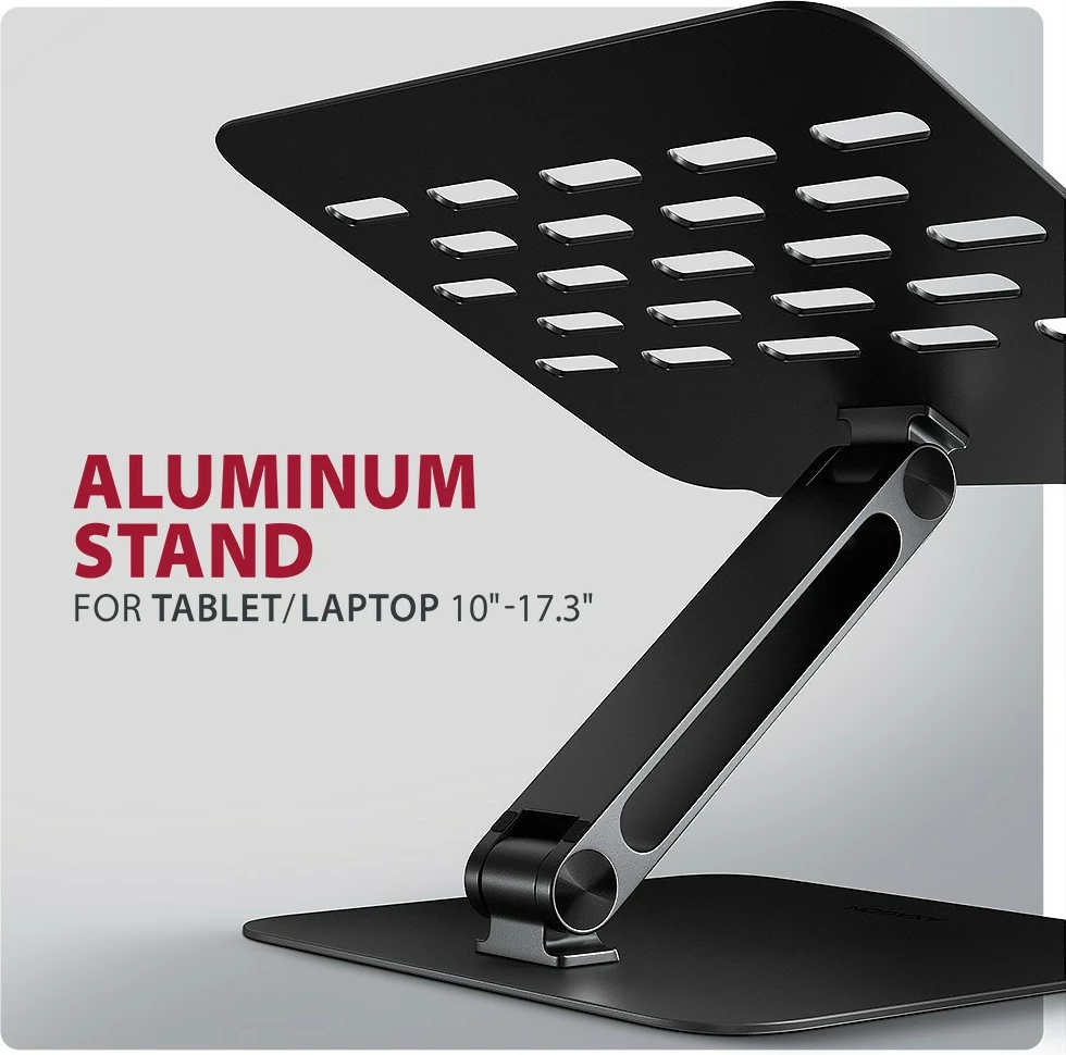 Mbajtëse laptopi AXAGON STND-LQB, 10–17.3", rregullim lartësie dhe këndi, alumin, e zezë