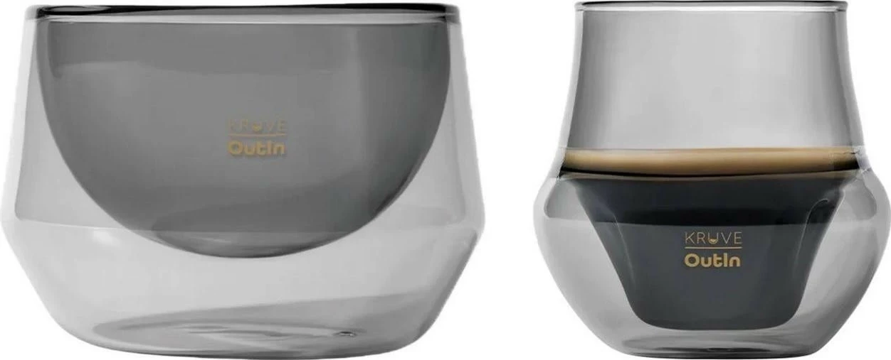 Aparat kafeje portabel OutIn Nano OTST-KRUVE, kapsula Nespresso/miell, wireless, set me gota Kruve, ngjyrë zi/ari