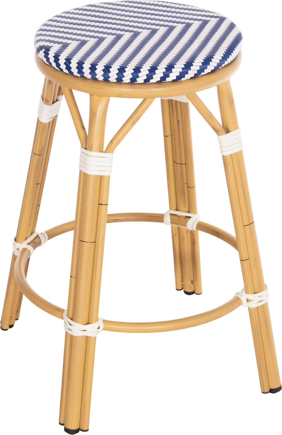 Karrige për bar mesatare alumini CHINO FH6286.05 pamje bambuje & tekstilene blu 43x43x65Hcm