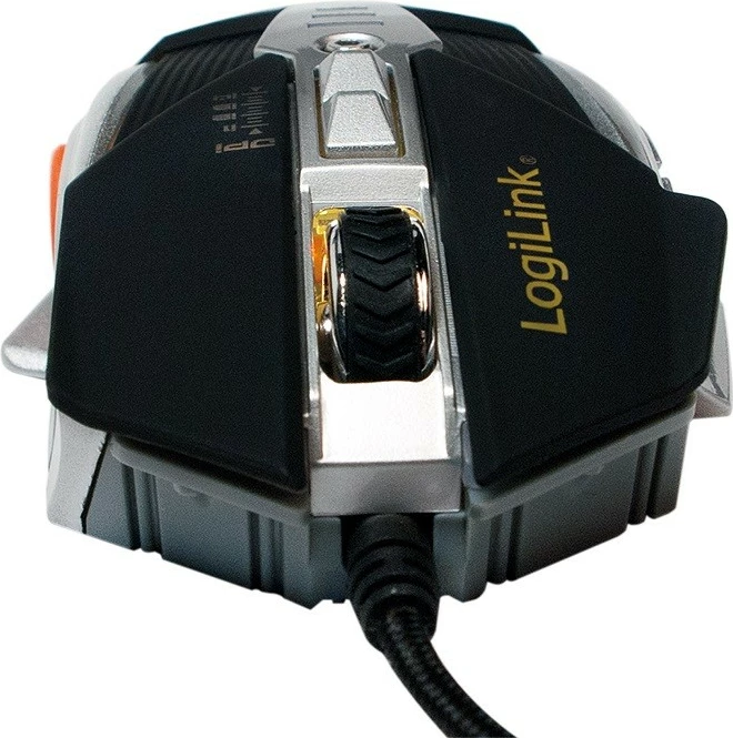 Maus gaming LogiLink ID0156 3200 DPI USB me kabllo, LED, peshë të rregullueshme, 6 butona, i zi