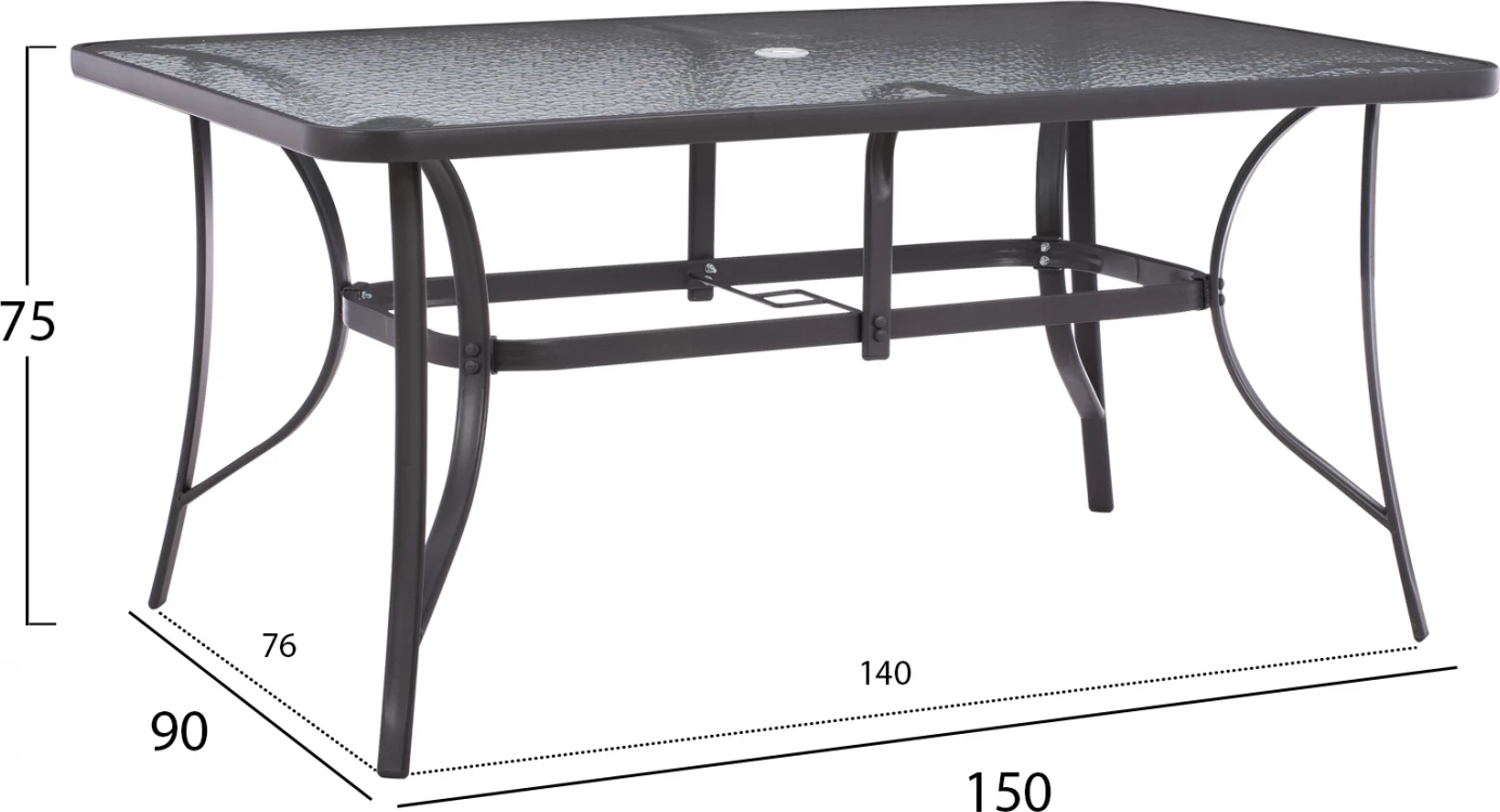 Set për darkë 7 pjesë tavolinë gri 150x90 dhe karrige me krahë textilene gri FH11532.01