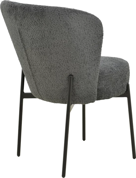 Set 2 karriga Houlian, stof antracit, këmbë metalike të zeza, 46x66x89cm