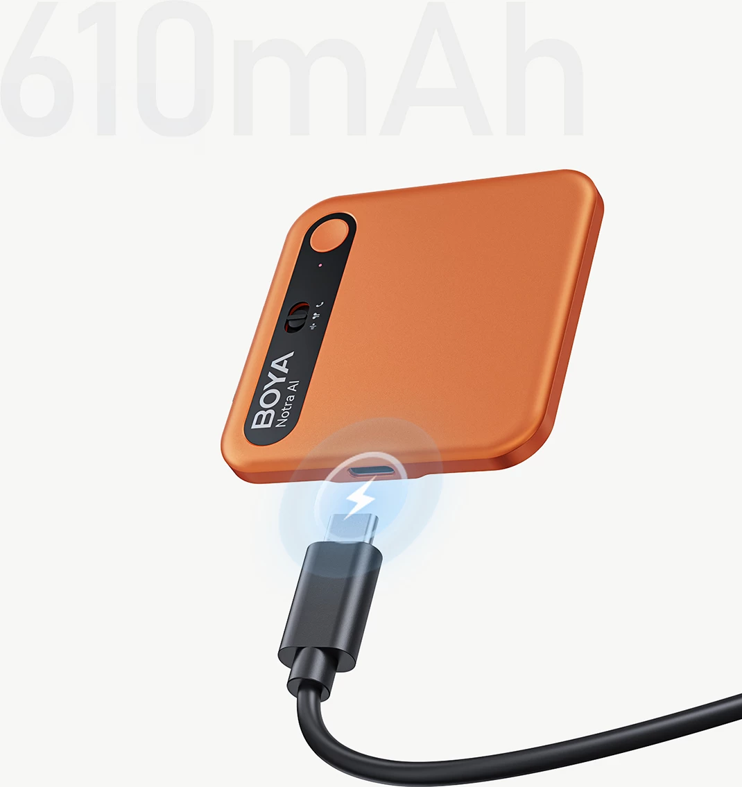 Regjistrues zëri BOYA Notra AI, 64GB, Bluetooth/USB-C, MagSafe, portokalli