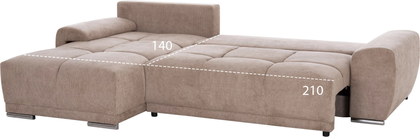 Kënd-sofë shtrati majtas, material bezhë, COMFYRA FH3336.03L, 270x181x75cm