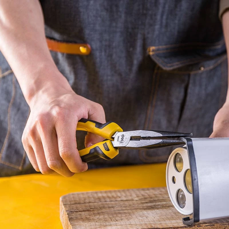 Darë të gjata Deli Tools EDL2108, 8 inç, çelik karboni, e verdhë