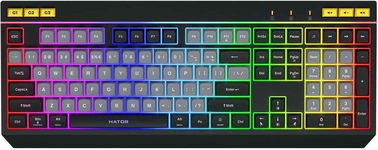 Tastierë Hator Icefall HTK401US, RGB, full-size, me kabllo, black-grey