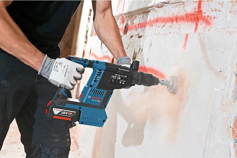 Çekiç elektrik Bosch GBH 18V-26F, brushless, 2x8Ah, SDS Plus, zi/kaltër/kuqe