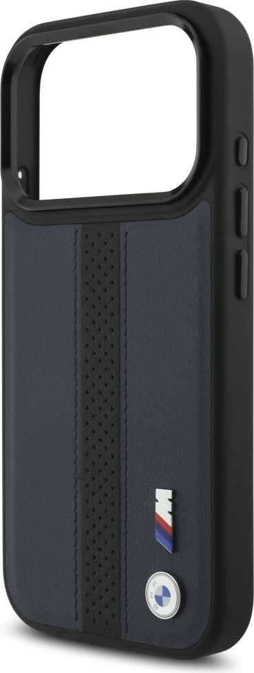 Mbështjellës MagSafe BMW M Perforated Stripe Logo për iPhone 17 Pro, navy blue